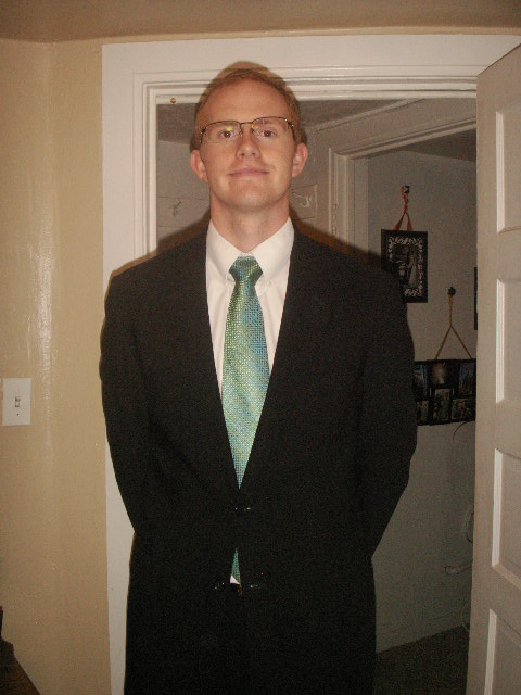  1 White shirt w turquoise sea foam green tie