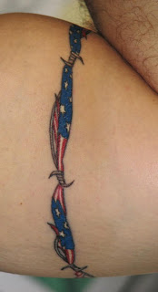 American Flag and Barbwire Armband Tattoo Design