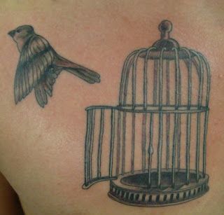 Black and Grey Free Bird Tattoo Design