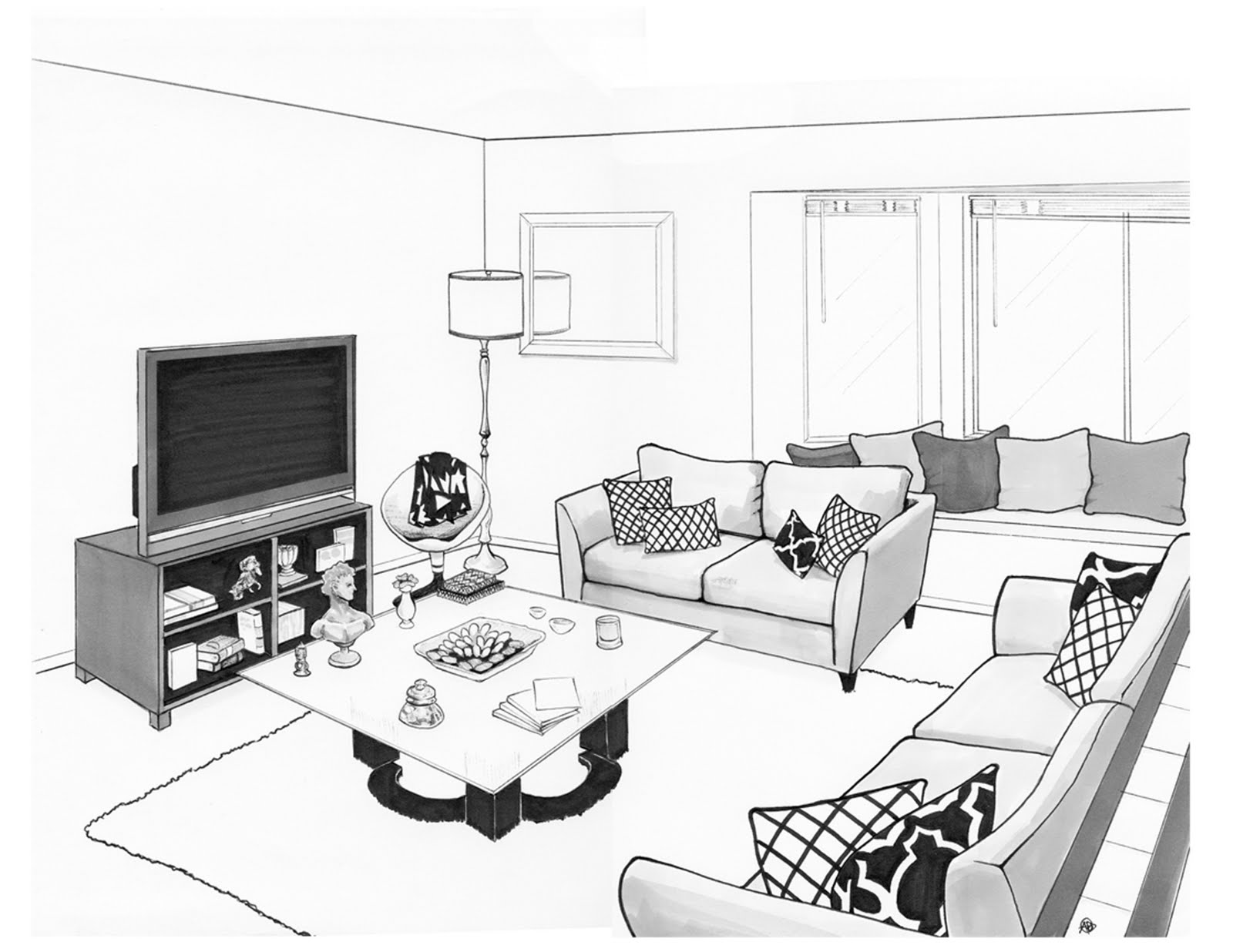 drawing images of living room