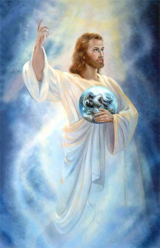 Blue background Jesus Christ Painting Wallpaper