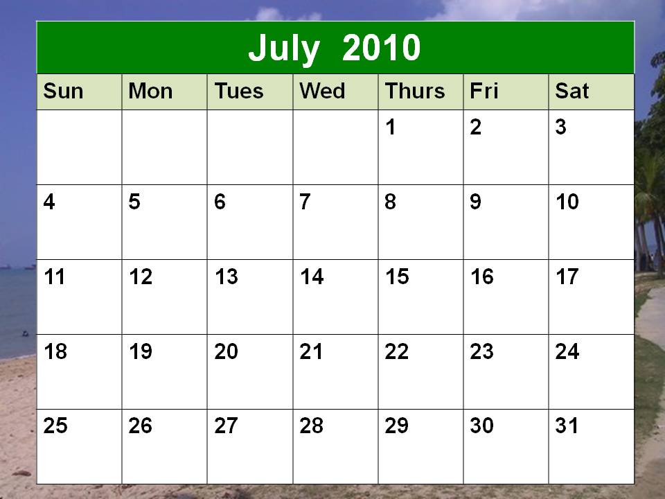 july calendar. Blank July 2010