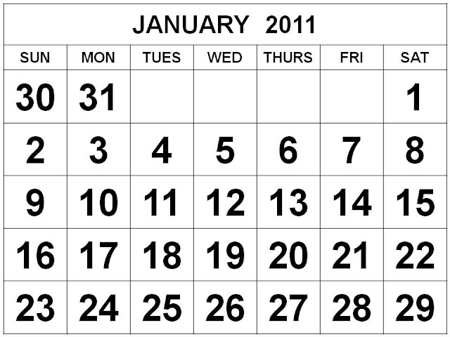 2011 calendar month by month. 2011 calendar month of january
