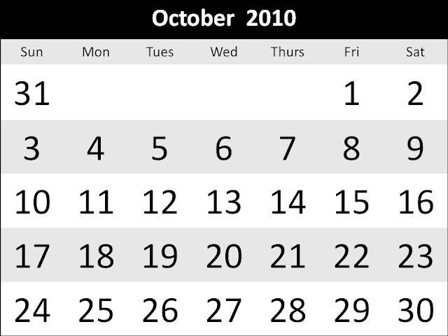 calendar 2010 with holidays. 2010 october calendar.
