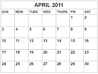 To download and print this Free Monthly Blank Calendar 2011 April:
