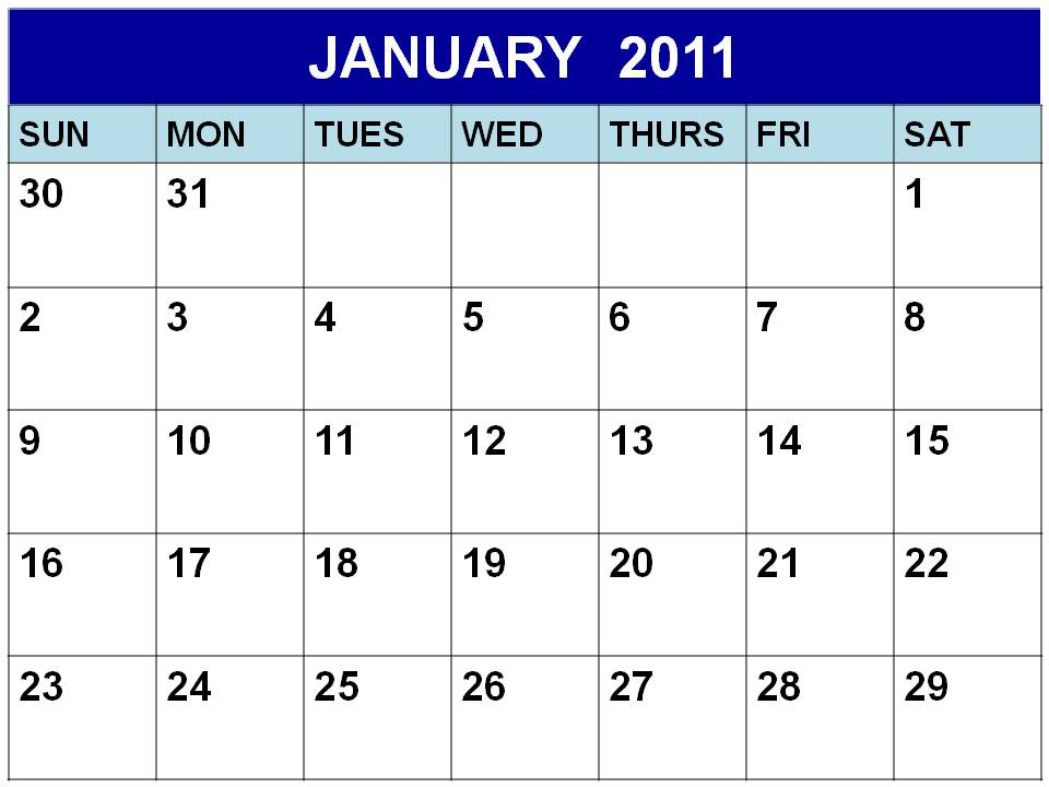 To download and print these Free Blank Monthly Calendar 2011 January : To download and print these Free Blank Monthly Calendar 2011 January :