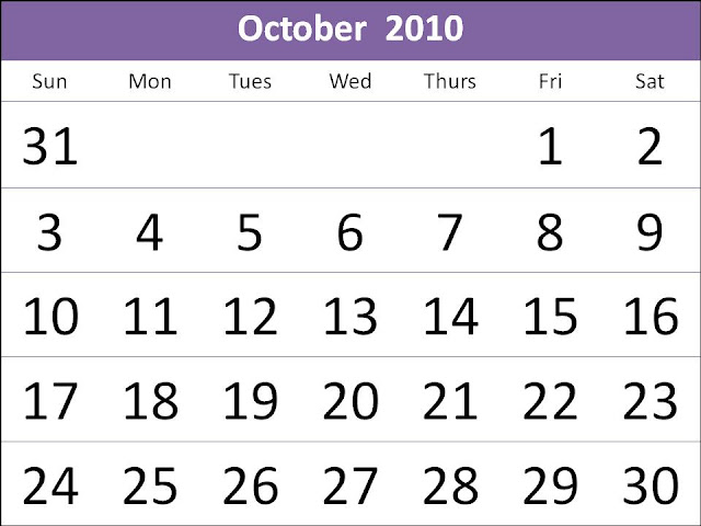 2010 october calendar. Free Singapore 2010 October