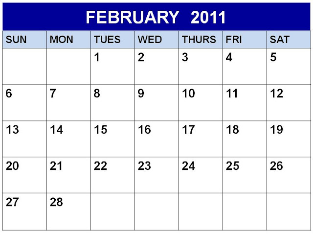 blank calendar template february 2011. nowour lank wall calendar