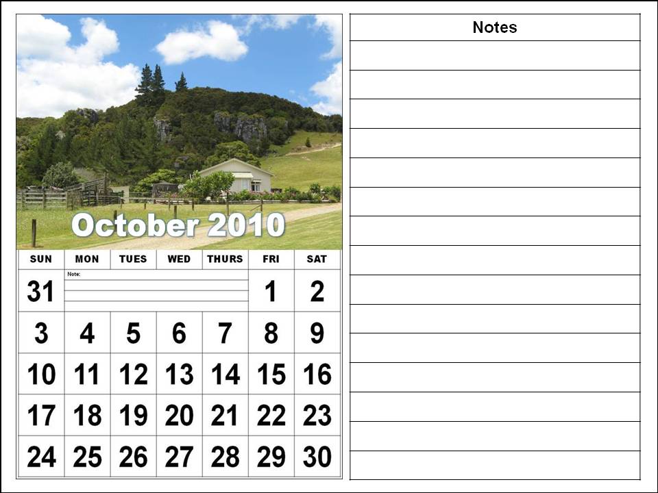 october 2010 calendar. Free Big October 2010 Calendar