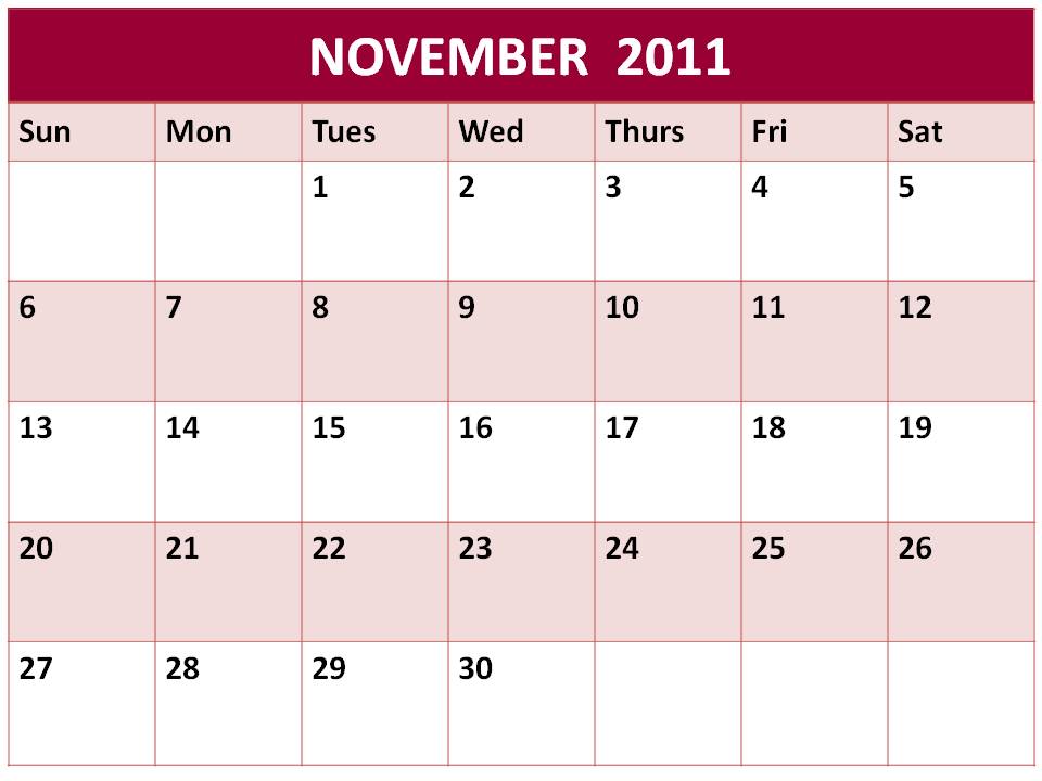 june 2011 calendar template. calendar template november