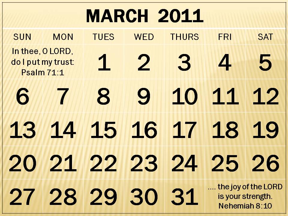 march 2011 calendar holidays
