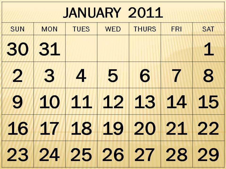 Big Monthly Calendar 2011