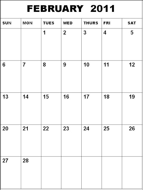 blank calendar template february 2011. BLANK CALENDAR FEBRUARY 2011