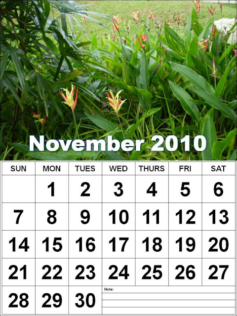 2010 november calendar. Pop-up calendar of november,