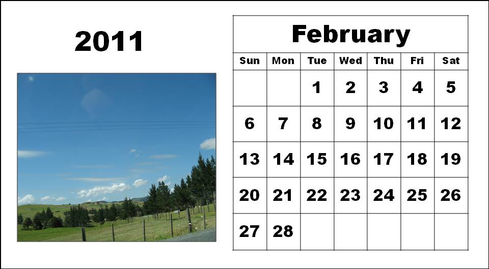 february 2011 calendar pics. Printable February 2011 Calendar with big fonts and notes
