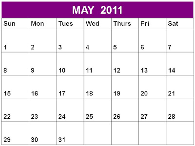 Free printable Planner 2011 May or Blank Calendar May 2011