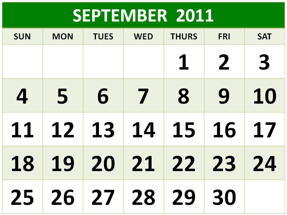 To download and print these Free Big Monthly Calendar 2011 September with 