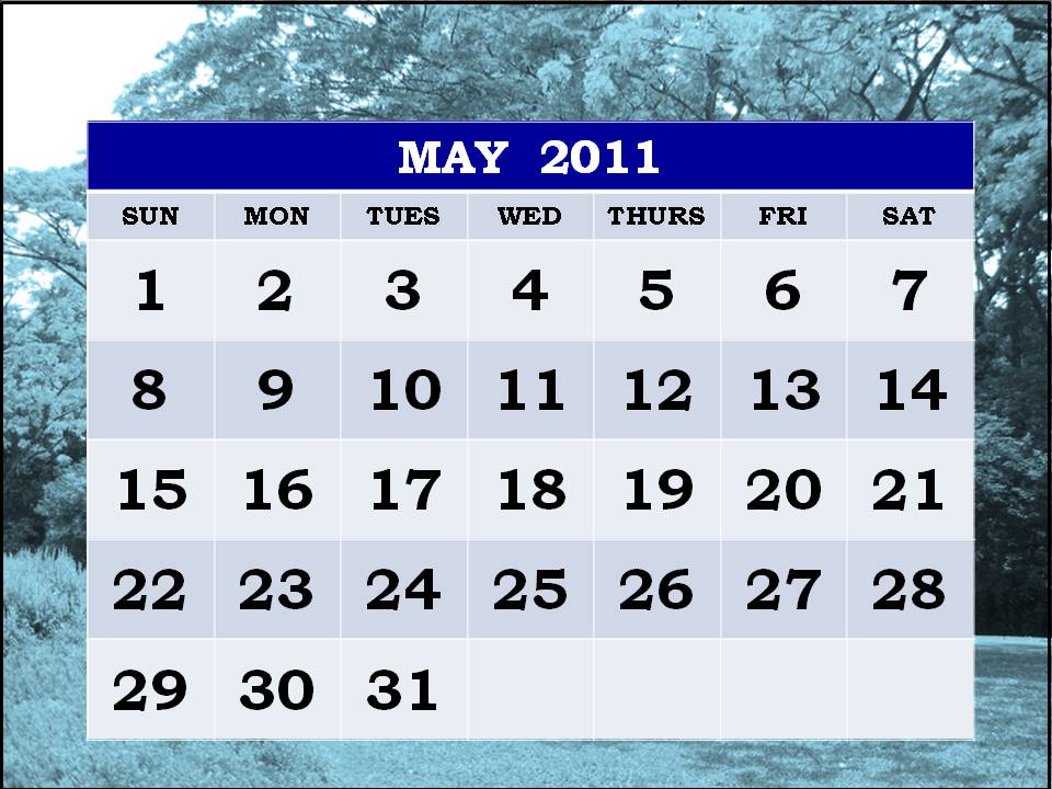 2011 may calendar printable. Plain Calendar May 2011 printable template and planner 2011 May