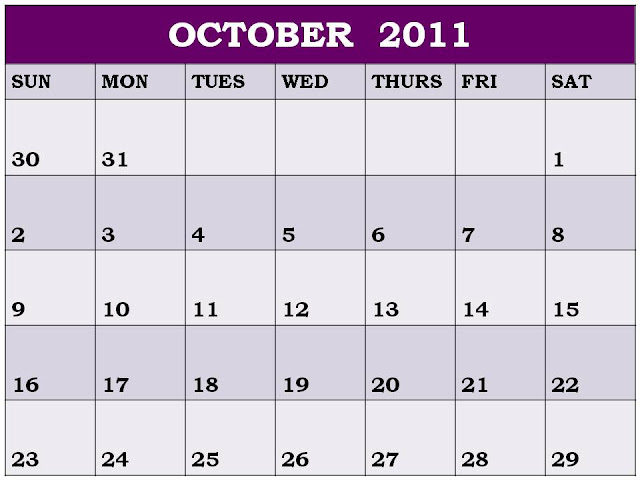 calendar october 2011. BLANK OCTOBER 2011 CALENDAR