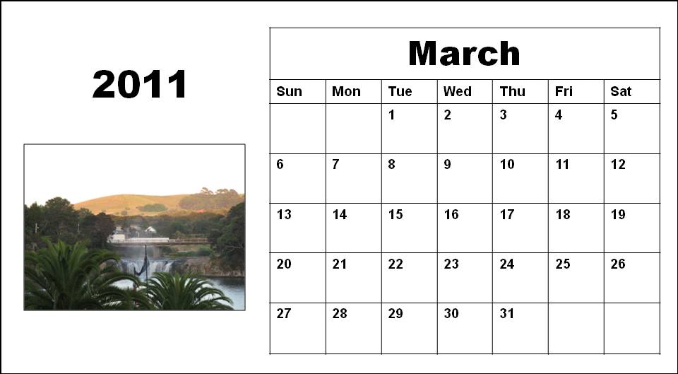 blank 2011 calendar march. Blank Calendar 2011 March or