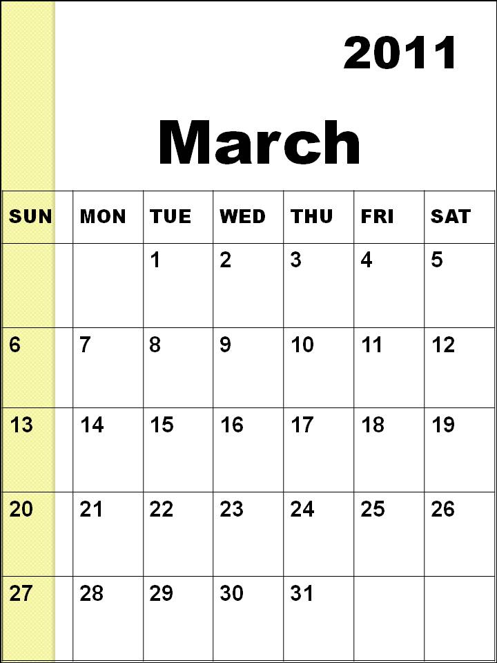 weekly calendar march 2011. calendar march april Also