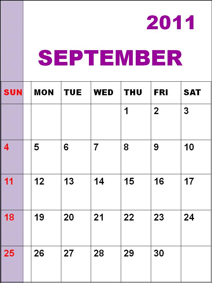september 2011 calendar. Blank Calendar September 2011