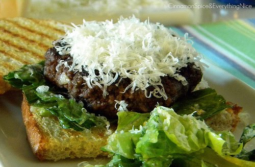 Stirring the Pot: Burger Club Roundup: Caesar Salad and Flank Steak Burgers  on Garlic Crostini