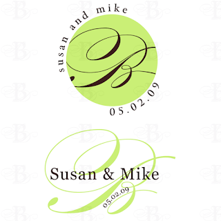 brown granny smith green wedding monogram design