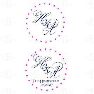 custom wedding monogram logo pink navy dots