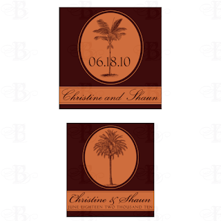 wedding monogram design logo palm tree
