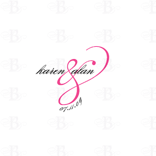 pink wedding monogram design