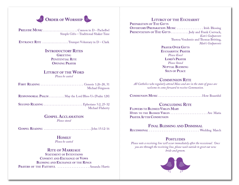 Programs For Weddings Ceremonies