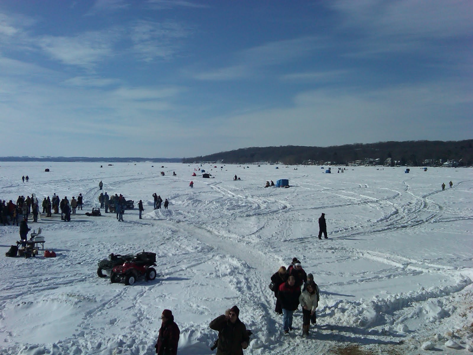 Traveling with K Ice Fishing on Lake Geneva