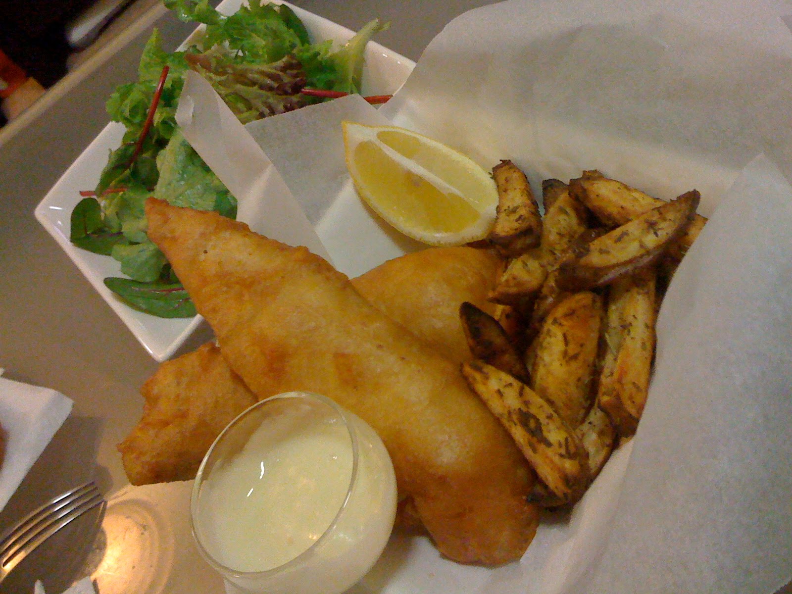 Yummy Mungbean Beer Battered Red Snapper, OvenBaked Chips with
