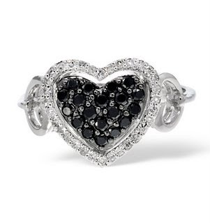 Black Diamond Heart Ring