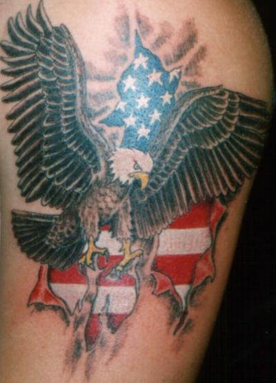 puerto rico flag tattoo. american flag waving