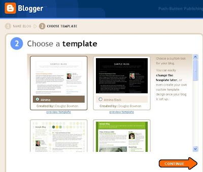 picking an initial template in blogger
