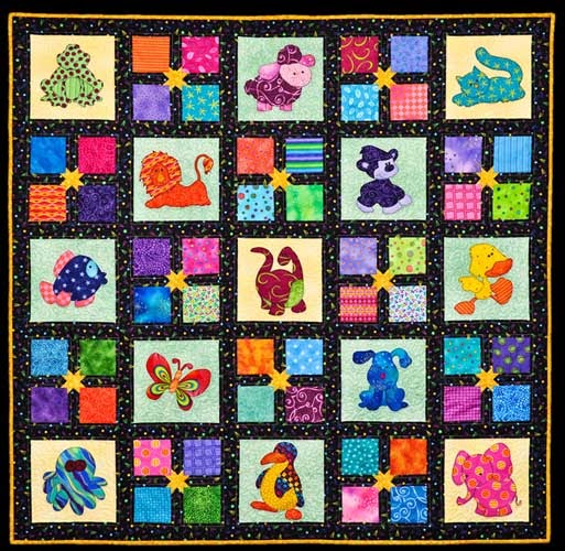 Online quilt classes & quilting patterns Baby quilt of applique animals