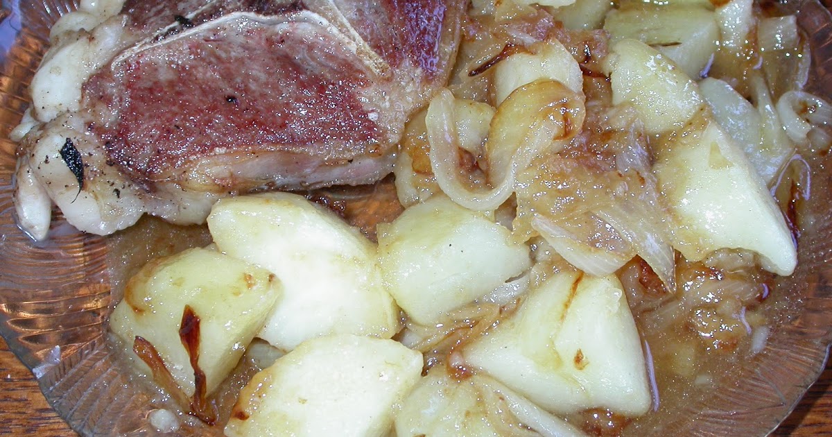 Losing Creek Farm Pan Fried Goat Chops with Potatoes and Glazed Onions