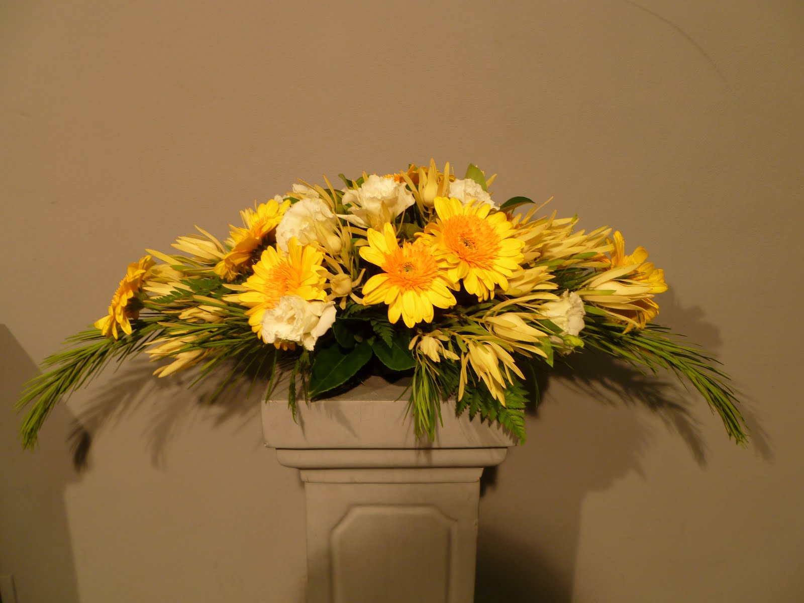 Flowers made by me Horizontal Table Arrangement