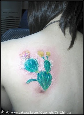 Cactaceae tattoo on the back