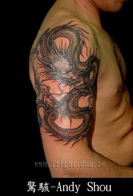 Chinese dragon tattoo on the arm, another angle