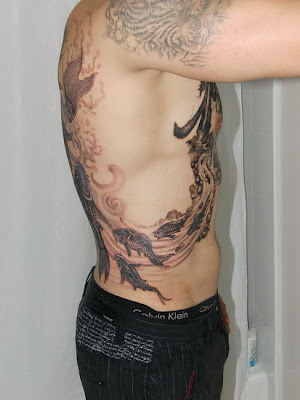 koi fish tattoo design on the back