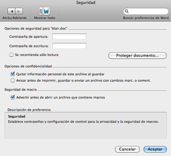 Actualización De Microsoft Word Para La Contraseña De Mac