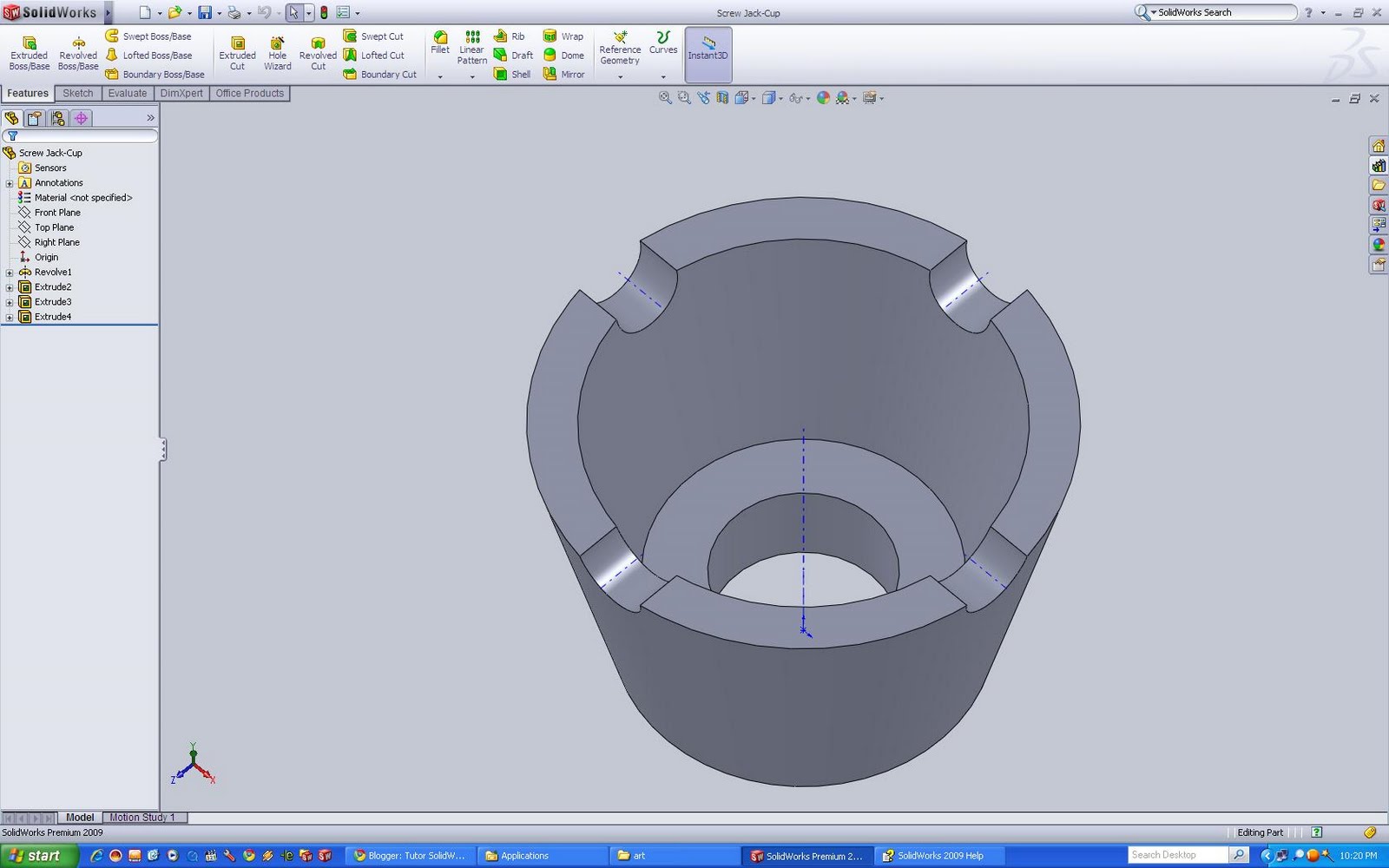 Tutor SolidWorks Screw JackCup
