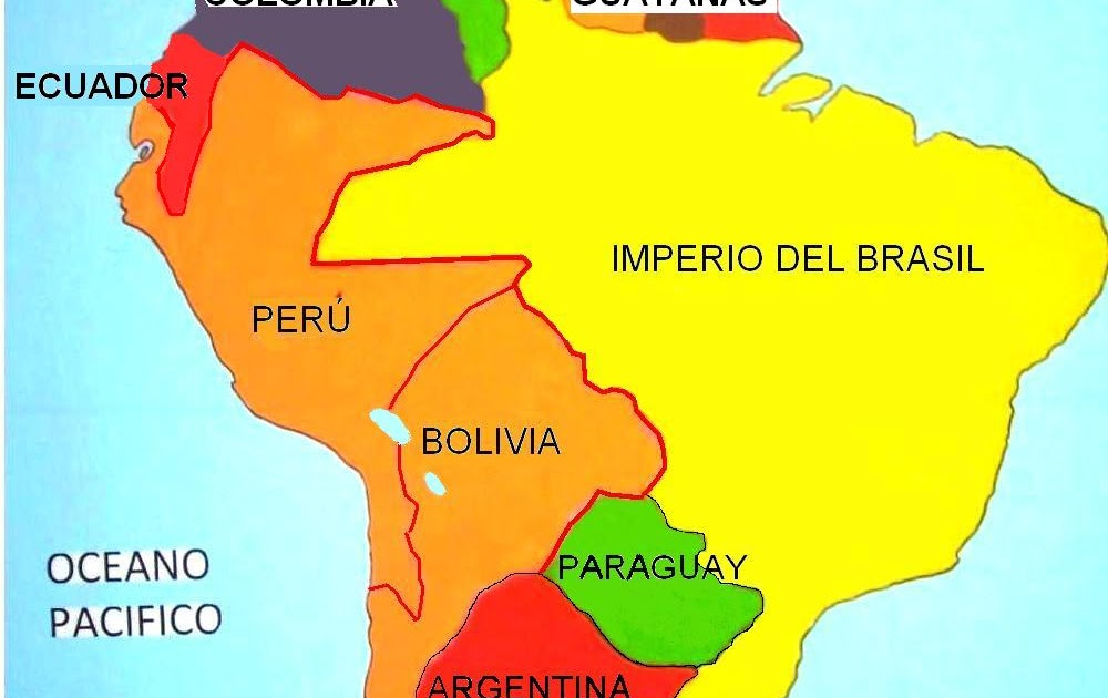 Mapa de la Confederación Perú-Bolivia en Sudamérica