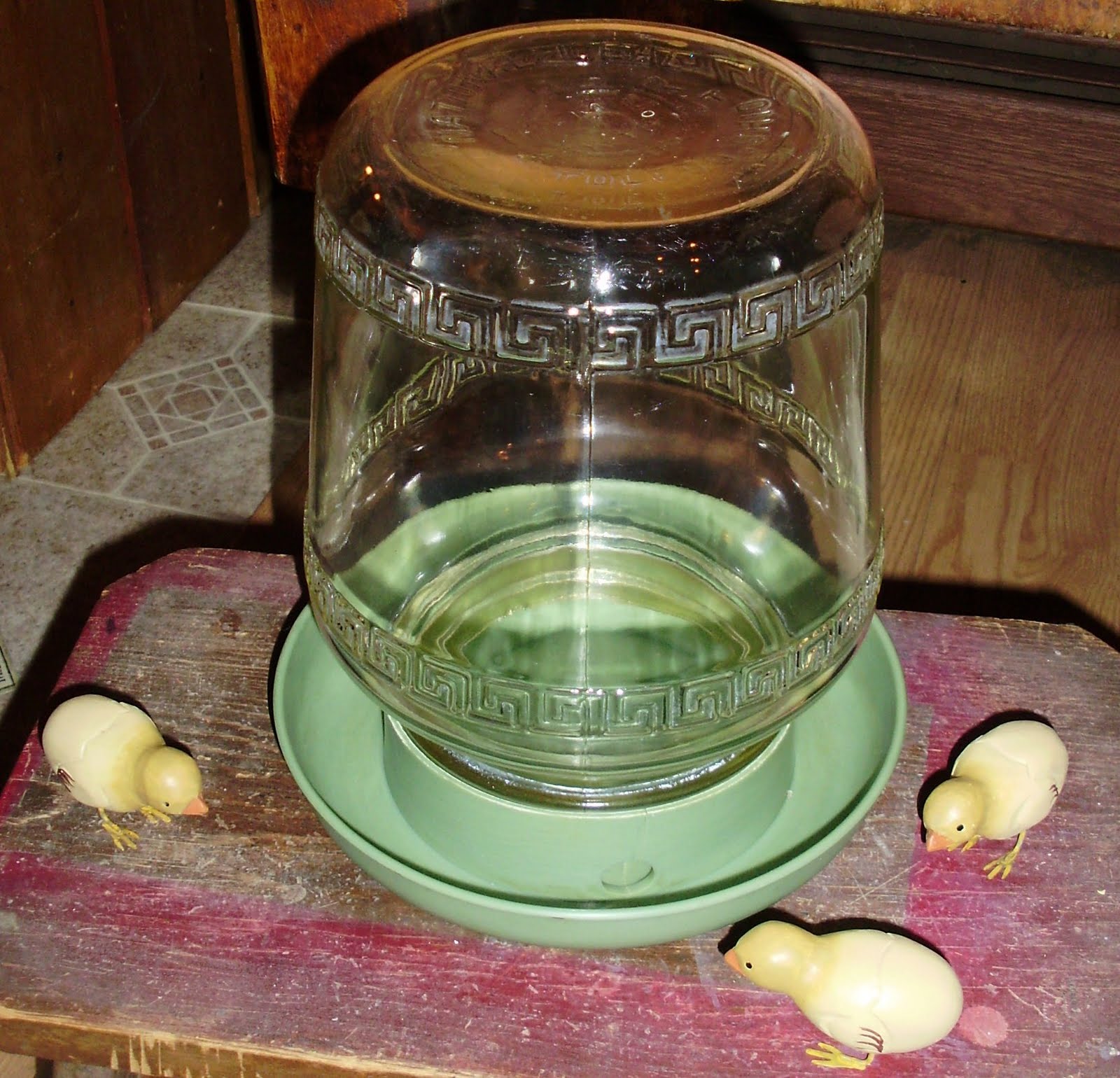 Log Cabin Antiques & Gifts Glass chicken waterer