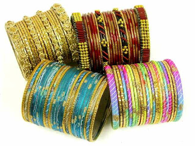 Fashion Jewellery For Womens Glass+and+metal+bangles