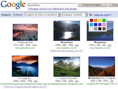 Google Images agora com opção de cores!
