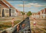 Hrajúce sa deti na potoku (Alstrova ulica v roku 1952)